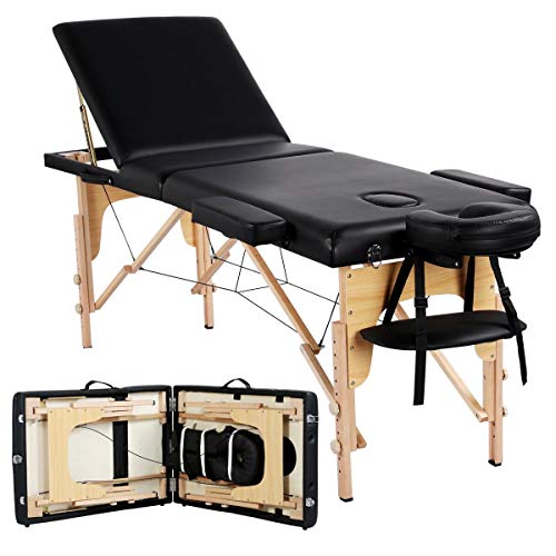 Yaheetech Portable Massage Bed, Adjustable, Black