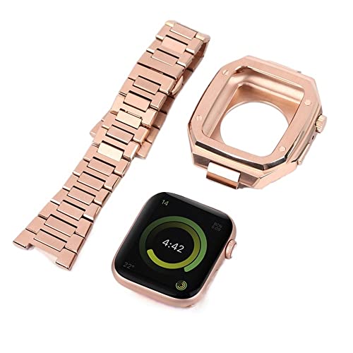 Bracelet acier Apple Watch 44mm SCHIK haut de gamme avec boîtier luxe