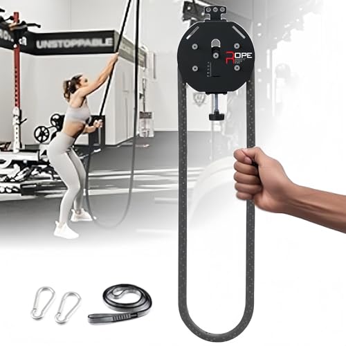Máquina de cable de polea, máquina de escalada de cuerda con correa y bloqueo, resistencia ajustable, cuerda de nailon de bucle cerrado de 4 m, para resistencia muscular, entrenamiento de fuerza