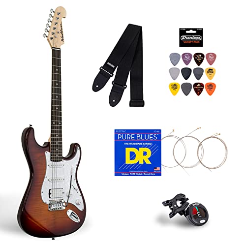 Washburn Sonamaster Electric Guitar Bundle in Sunburst with Flame Maple