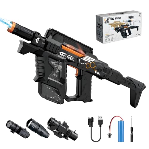 Pistolet à eau électrique noir avec lampe LED pour piscine