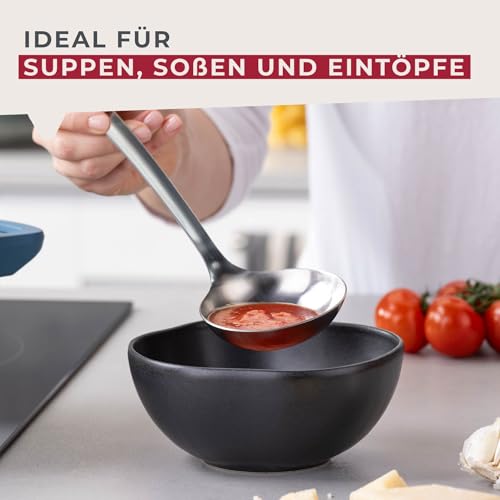 Fackelmann Schöpflöffel Essential aus Edelstahl – Perfekt für Soßen, mit Aufhängeöse, Spülmaschinengeeignet, Silber