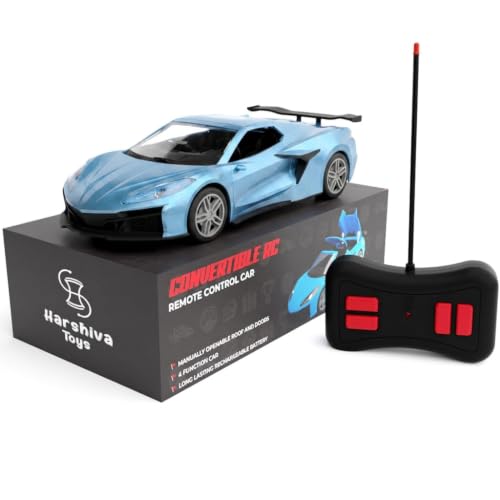 Image of Convertible Remote Control Car for Kids | Rechargeable RC Car with 2+ Hours Playtime | Manually Openable Doors & Roof | Made in India (Matte Blue)