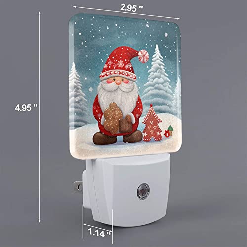 Image of Winter Christmas Gnome Xmas Gifts Elf Snowflakes Night Light Set of 2 Auto Sensor LED Dusk-to-Dawn Nightlights Plug-in Sensor Lamp for Bedroom Bathroom Kitchen Hallway Stairs Decorative