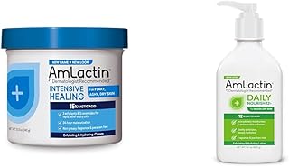 AmLactin Intensive Healing Body Cream – 12 oz Tub & Daily Nourish 12% - 14.1 oz Body Lotion with 12% Lactic Acid