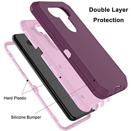 Tiflook For Lg K51 Case, Lg Reflect Case, Heavy Duty Shockproof Armor Rugged Rubber Bumper Hard Plastic Cover Dual Layer Hybrid Protective Defender Phone Case For Lg K51/Q51/Reflect,Pink-Purple #TOP1