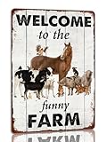 Welcome To The Funny Farm Tin Sign Vintage Animal Metal Signs Welcome Wall Decor For Farm Farmhouse 8x12 Inch