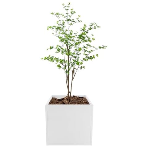 Hanmorfarbi Square Garden Metal Planting Box, 26 * 26 * 26 Inch Indoor and Outdoor Square Steel Flower Pot Box Planting Box, Suitable for Planting Flowers and Vegetables, Equipped with Gloves Cover