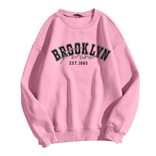 Sweat-shirt imprimé à manches longues pour femme avec épaules tombantes, taille M, idéal automne