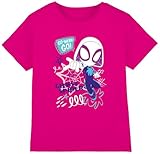 Marvel Spidey & His Amazing Friends Ghost Spider Go Webs Girls T Shirt, Fuchsia Camiseta, Fucsia, 7-8 años para Niñas