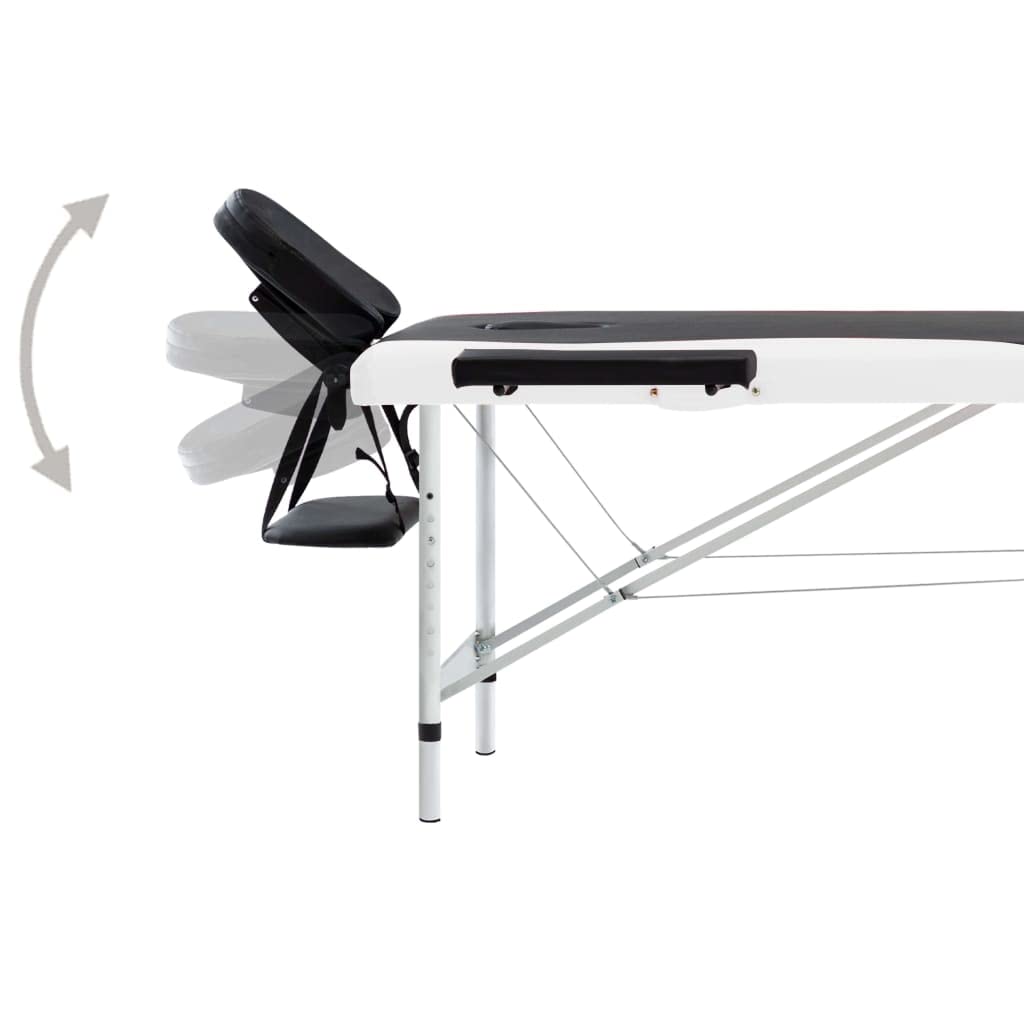 Massageliege Klappbar 2-Zonen Aluminiumgestell Schwarz und Weiß,Gesundheit & Schönheit,Körperpflege,Massage & Entspannung,Massagetische,Schwarz,15.2 kg-110228