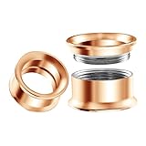 BIG GAUGES Piercing de acero quirúrgico con rosca interna, color negro, doble acampanado, dilatador de oreja, dilatador de oreja, túnel lóbulo, Acero inoxidable