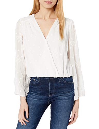 ASTR the label Women's Saskia Surplice V-Neck TOP, Off White, M