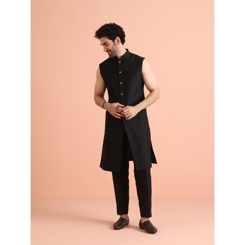Image of Kisah Men's Blended Embellished Sherwani Set Regular Fit | Wedding, Festive & Occasion Wear