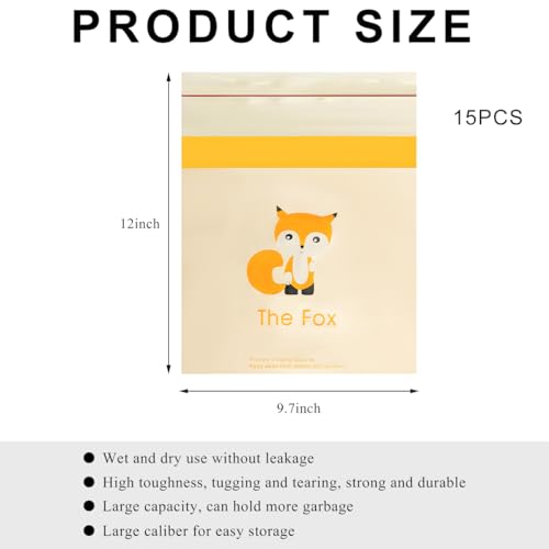 Image of 15 PCS Car Trash Bags, Easy Stick-On Disposable Car Garbage Bags Leak-Proof Vomit Bags, Waterproof Self Adhesive Cleaning Bags for Vehicles Bedrooms Offices, Car Accessories (Fox)