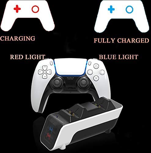 Newest Charging Station For Ps5 Wireless Controllers, With Led Indicator, White, Fast Charing Dock For Dual Sense Playstaion 5 Controller With 80Cm Short Charging Cord #TOP5