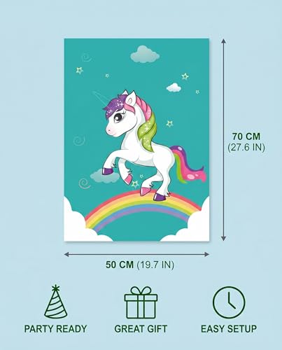 Miniatura 6 de Gycaqac Pin The Horn En El Juego De Fiesta De Cumpleaños De Unicornio, Con Un Póster 70 X 50 Cm, 34 Cuernos, 2 Máscara De Ojos, Decoraciones De Fiesta De Cumpleaños Para Niñas Y Niños