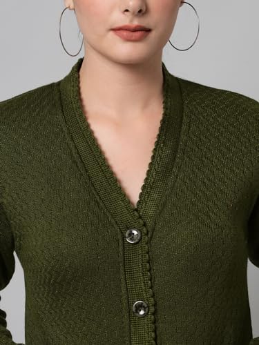 Image of eWools Women's winterwear Woolen Solid Sweater with Pockets Cardigans (with Pockets)