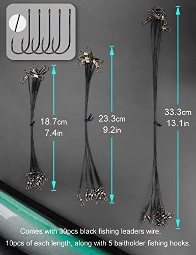 Avlcoaky Fishing Leaders Saltwater Freshwater, 30Pcs Steel Leaders Line Set With 5Pcs Baitholder Fishing Hooks #TOP1