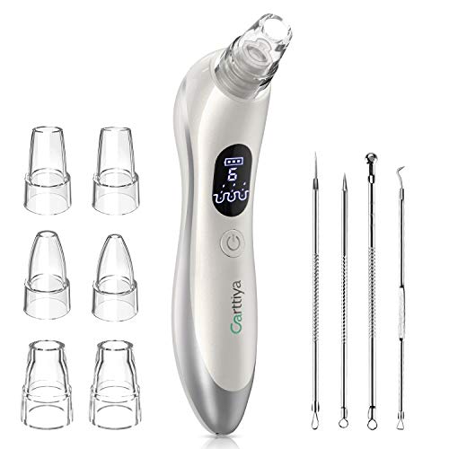 Blackhead Remover, Carttiya Pore Vacuum Cleaner Electric Acne Comedone Extractor with 6 Changeable Probes and 6 Adjustable Suction, LED Display, USB Rechargeable, for Women and Men
