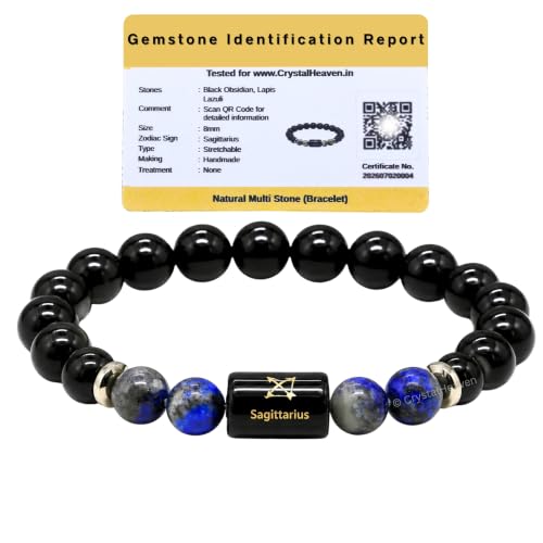 Image of Black Obsidian and Lapis Lazuli Bracelet for Sagittarius धनु राशि Zodiac