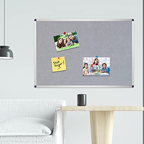 Viz-Pro Notice Board Felt Gray, 36 X 24 Inches, Silver Aluminium Frame #TOP6
