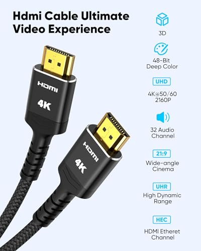Image of Highwings 4K Fiber Optic 100 FT HDMI Cable High Speed HDMI 2.0 Cables