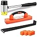 REXBETI Ultimate Laminate Wood Flooring Installation Kit with 40 Spacers, Tapping Block, Heavy Duty Pull Bar and Diameter 35mm High-Strength Fiberglass Handle Mallet, Non Slip Soft Grip (Orange)