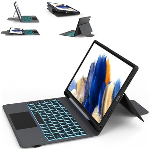for Samsung Galaxy Tab A8 10.5 inch Case with Keyboard : Smart Touchpad, 7 Color Backlight, Multi-Angle Stand, All-in-one Keyboard Case for Galaxy Tab A8 10.5'' 2021/2022 (SM-X200/X205/X207) Cover