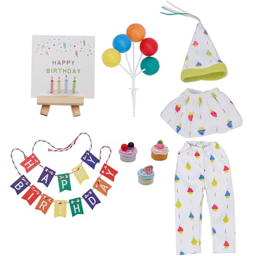 Christmas Elf Birthday Accessories Kit Tradition Holiday Clothes Set Include Outfits Cake for Christmas Decoration Birthday