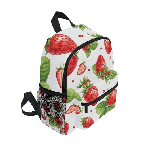 Cute Strawberries Red White Toddler Boy Backpack with Name Tag, Kids Backpacks, 3-8 Years2