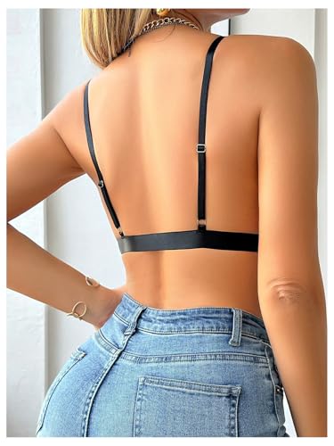 SOLY HUX Women's Lace Bralette Front Closure Bras Wireless Cutout Deep V Triangle Sexy Lace Bra2