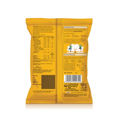 Image of Right Shift High Protein Multigrain+ Atta, 1kg | 30% MORE protein |0% Maida| High Fibre Atta | Low GI | 18g protein in 4 rotis | Oats, Chana, Whole Wheat | Healthy Atta