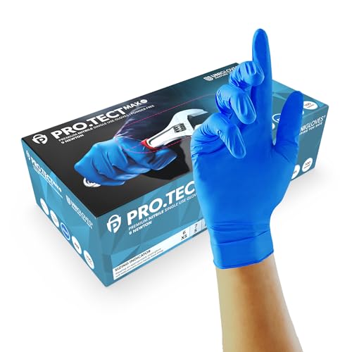 UNIGLOVES PRO.TECT Max 9N, Blue Nitrile Gloves, Box of 100, Size ...