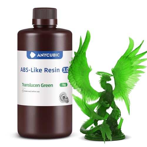Image of ANYCUBIC ABS-Like Resin 3.0, Upgraded 14K 3D Printer Resin with Enhanced Strength and Toughness, High Precision, Low Odor, Wide Compatibility for All LCD Resin 3D Printers (Clear Green, 1kg)