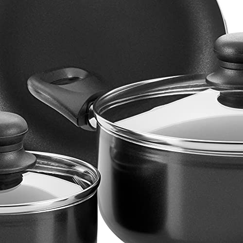 Image of Gibson Home Back to Basics Nonstick Aluminum Cookware Set, 59-Piece, Black