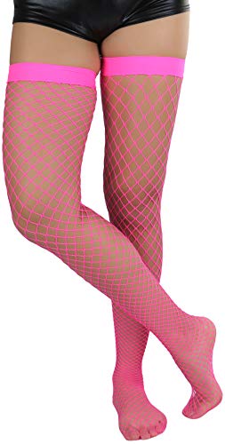Image of ToBeInStyle Women's Vibrant Large Net Fishnet Thigh High Elastic Nylon Novelty Stockings