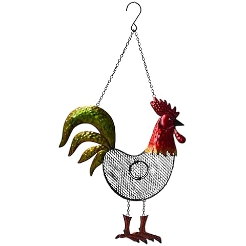 Limygus Metal Bird Feeders for Outdoor, Finch Feeders for Outside, Birdfeeders Outside Hanging,Unique Bird Feeders,Rooster Shaped Cover