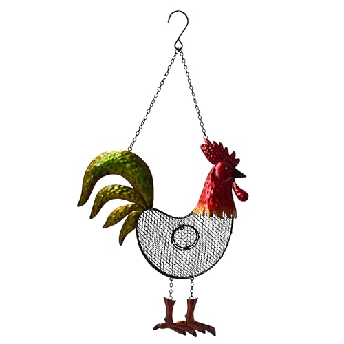 Limygus Metal Bird Feeders for Outdoor, Finch Feeders for Outside, Birdfeeders Outside Hanging,Unique Bird Feeders,Rooster Shaped