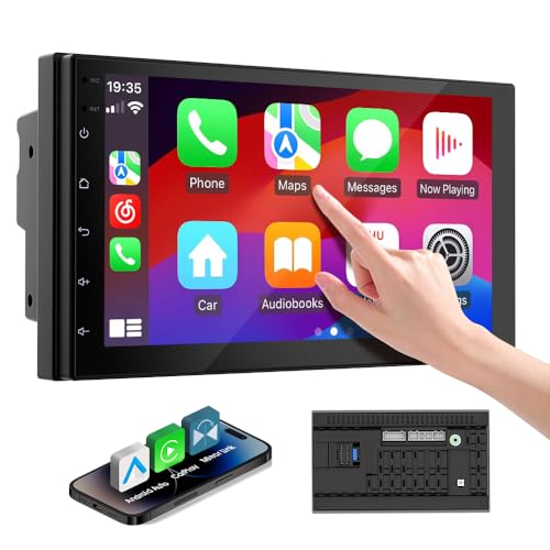 Haudio Autoradio 2 DIN Bluetooth con CarPlay wireless & Android Auto,con schermo 7 pollici Touchscreen Lettore, Mirror Link,FM/AM Radio,Bluetooth 5.0,AUX(Senza telecamera di retromarcia)