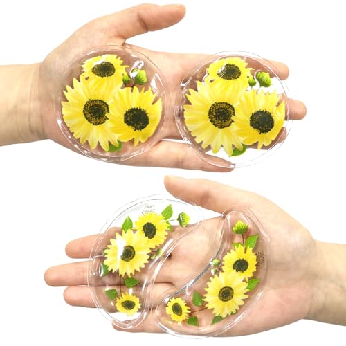Image of 4PCS Gel Eye Ice Pack Set, Cold & Hot Compress, Reusable Cooling Gel Pads for Strain Relief, Swelling, Dark Circles, Redness, Puffy Eyes, Surgery Recovery(4 Yellow flowers)