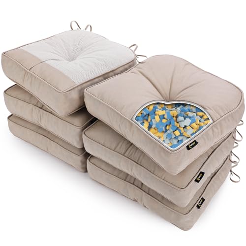 SUNROX LokGrip Non Slip Gel Memory Foam Chair Cushions for Dining Chairs Tailbone Pain Relief, Tufted Stain Resistant Thicken Durable Chair Pad for Dining Kitchen Office 17