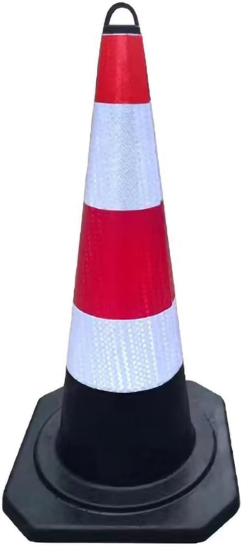 Cône de stationnement sécurisé, cône sécurité routière avec Bande réfléchissante, signalisation en Caoutchouc(34x34x62cm)