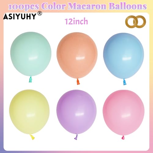 Image of Pastel Balloons 100 Pack 12 inch Pastel Colors Latex Party Balloons for Birthday Rainbow Party Baby Shower Wedding Decorations