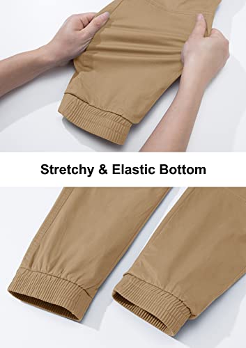 TACVASEN Men's Cotton Casual Cargo Pants Lightweight Stretch Work Hiking Outdoor Elastic Waist Pants with 5 Pockets4