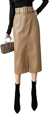 Colysmo Cordón Cuero Lápiz Falda 2018 Cruz Alta Cintura Falda Zipper