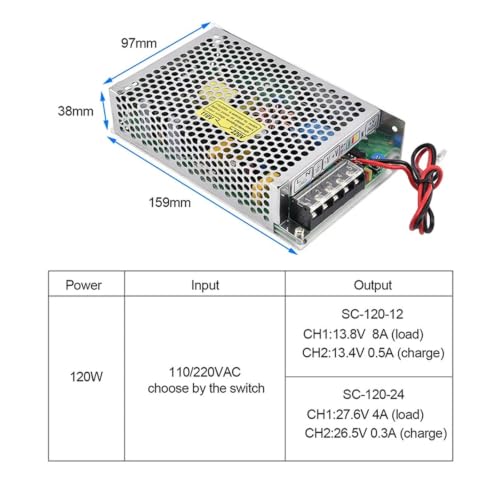 Alimentation 12V 24V AC-DC SC-120 transformateur éclairage d'urgence UPS