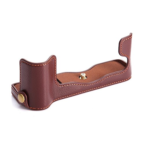 Funda para cámara XT2 XT3, Zakao de piel auténtica con abertura en la parte inferior de la mitad de la parte inferior, funda para cámara con correa de mano, funda protectora para Fujifilm Fuji XT2