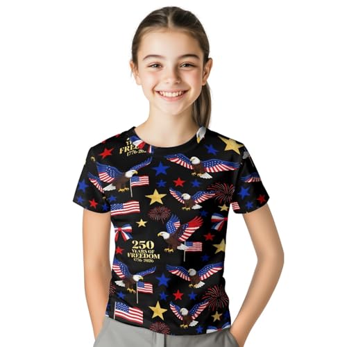 Image of Kids Graphic T-Shirt Boys Girls Novelty Tees Top Short Sleeve Shirts Summer Blouses 3-16