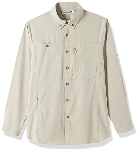 Outdoor Ventures Men's Long Sleeve Hiking Shirt Upf 50 Uv Sun Protection Shirt Cooling Quick Dry For Travel Fishing Safari Khaki #TOP7